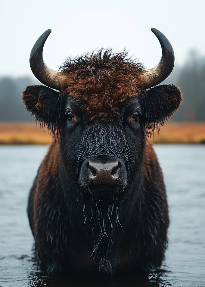Portrait of a Majestic Highland Cow