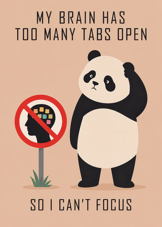 Panda Brain Overload Illustration