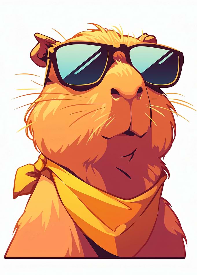 Cool Capybara with Sunglasses and Bandana