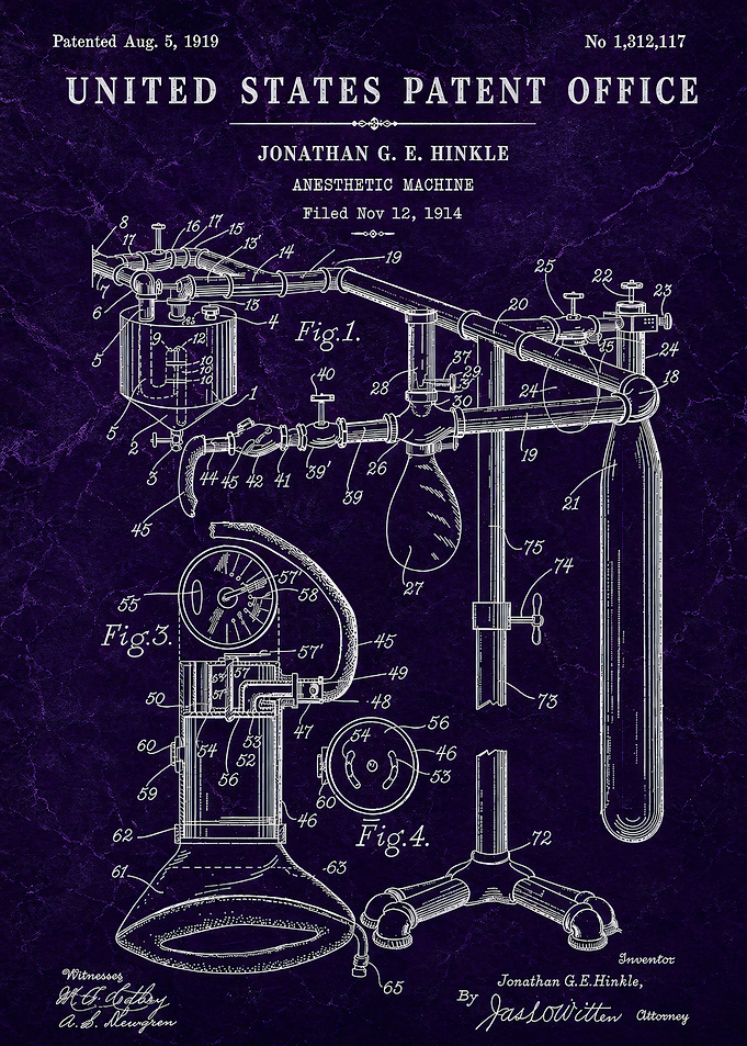 Vintage Anesthetic Machine Patent Print
