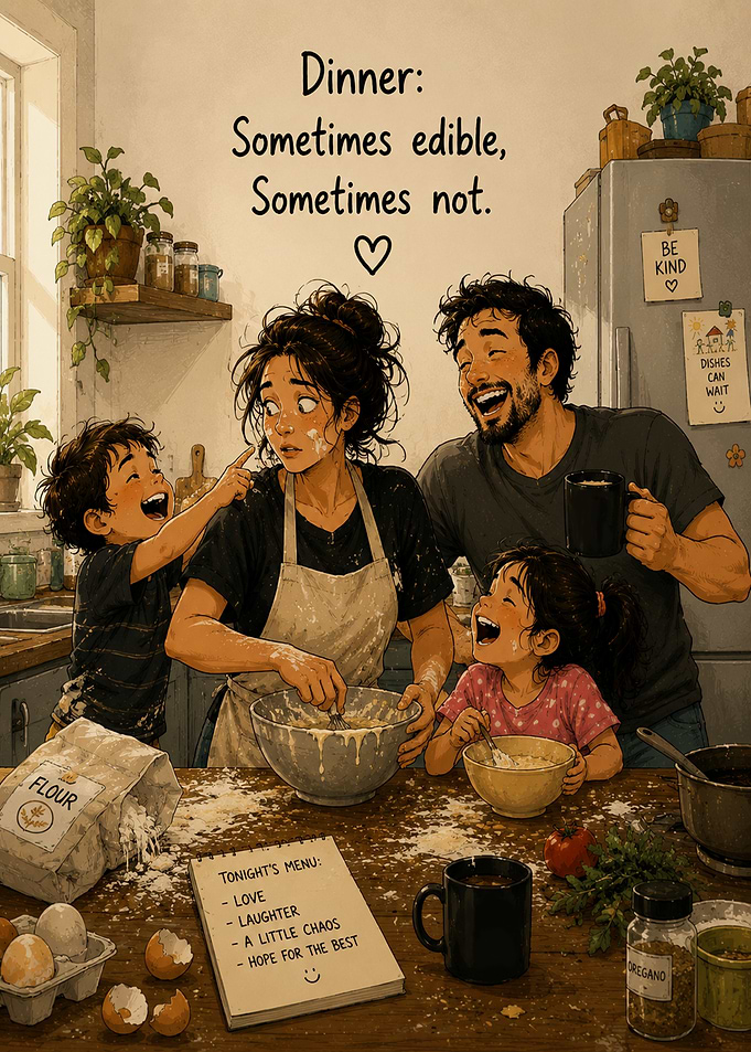 Family Kitchen Chaos and Laughter