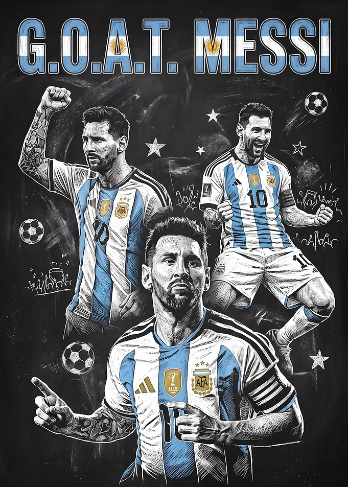 Lionel Messi G.O.A.T. Tribute Poster