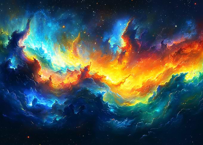 Vibrant Colorful Cosmic Nebula