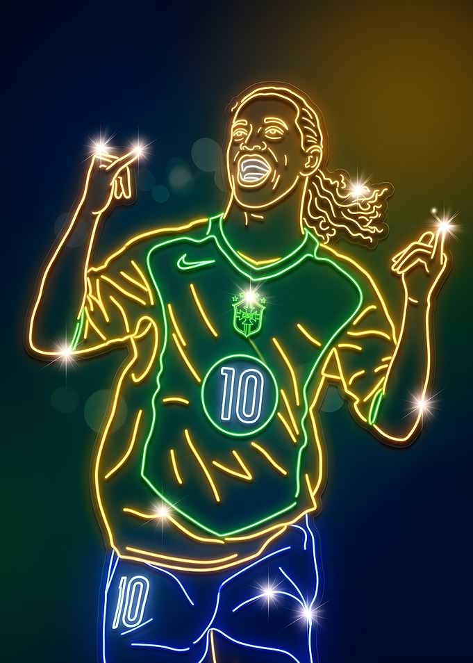 Ronaldinho Neon Soccer Art