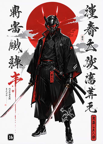 Cybernetic Samurai Warrior Digital Art