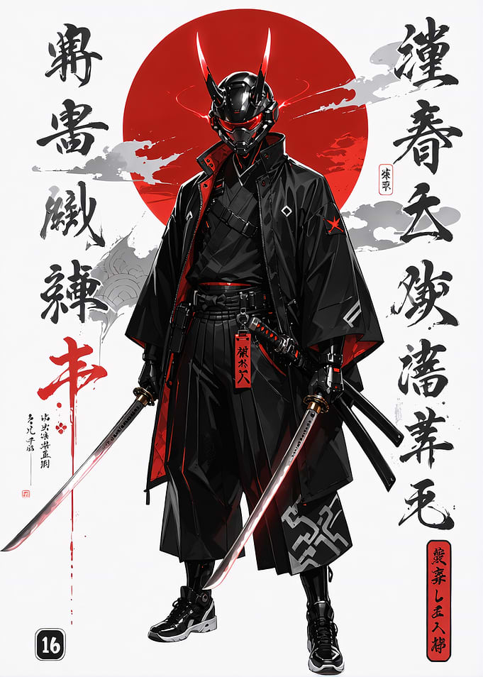 Cybernetic Samurai Warrior Digital Art