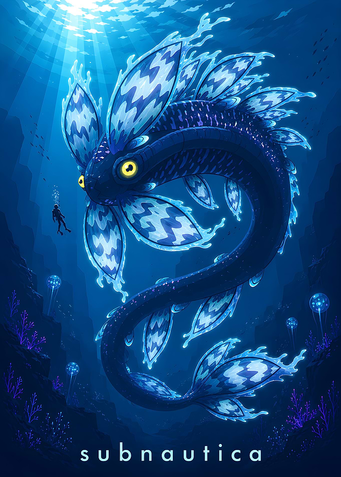 Subnautica Mesmer Creature Underwater Poster