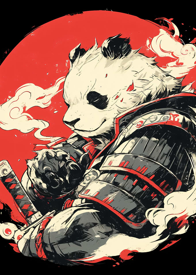 Samurai Panda Warrior Illustration
