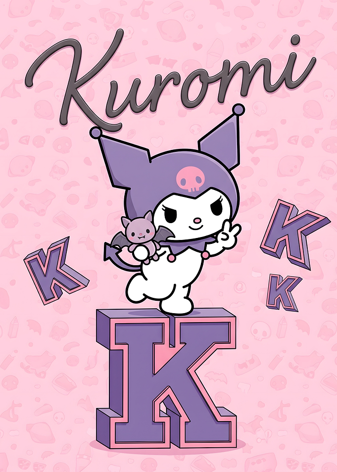Kuromi Character Illustration with Letter K
