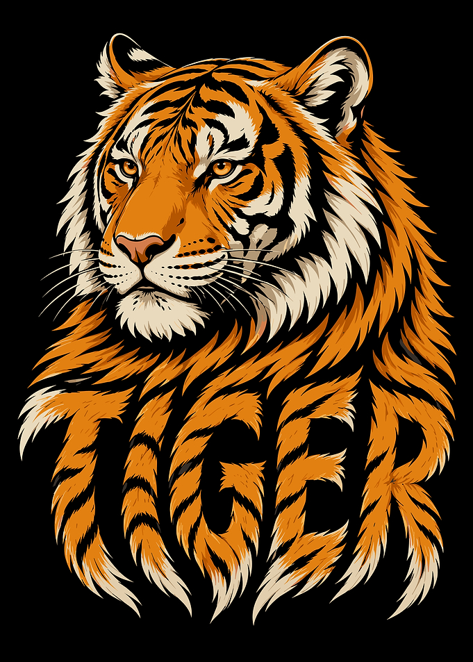 Tiger Head Graphic with Text