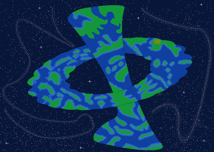 Pixel Art Torus Planet in Space