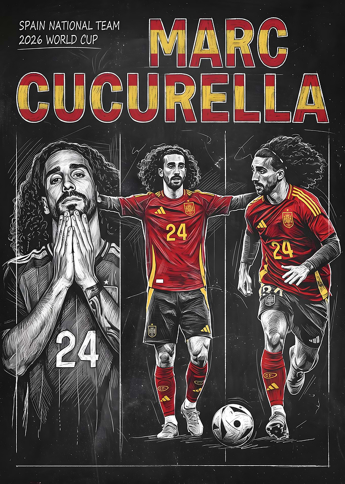 Marc Cucurella Spain World Cup Poster