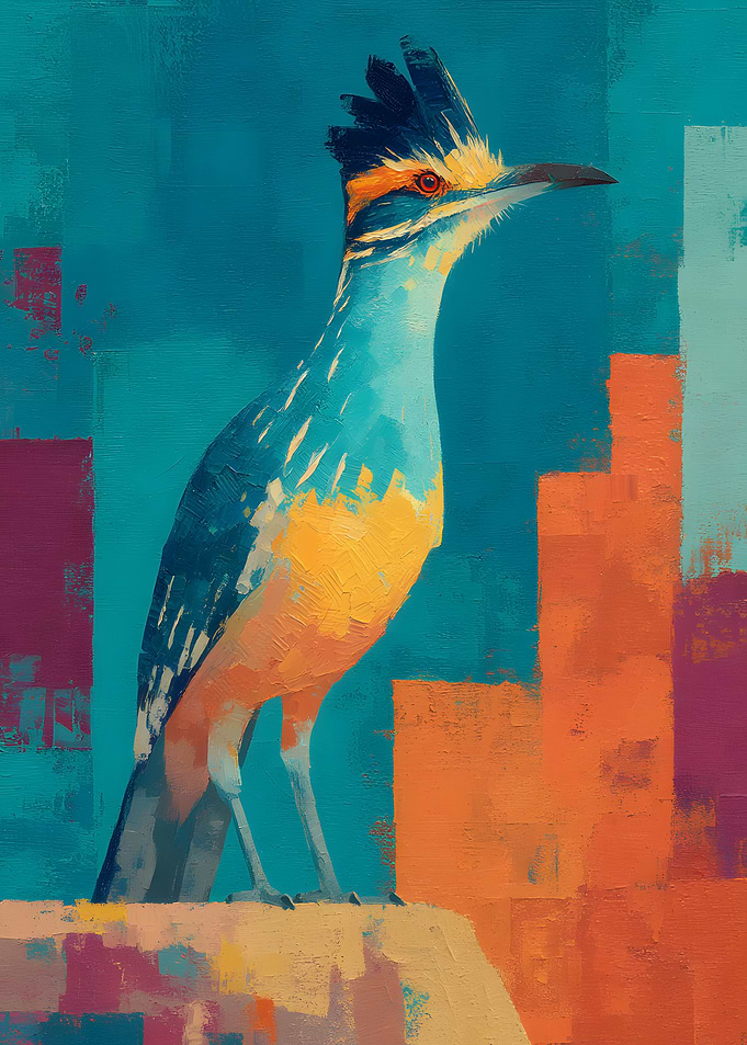 Abstract Roadrunner Bird Painting