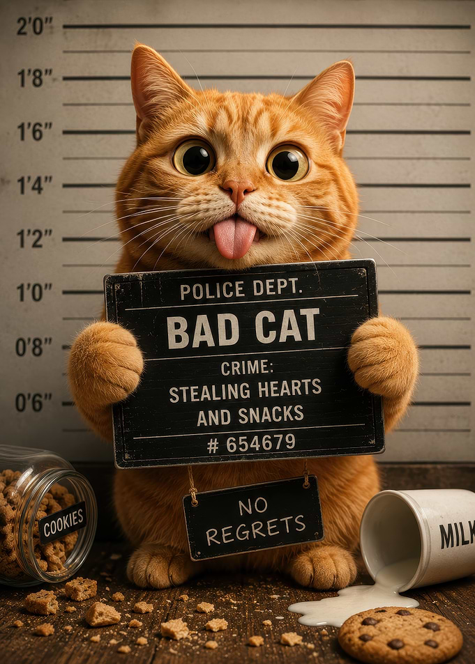 Funny Mugshot of a Bad Cat