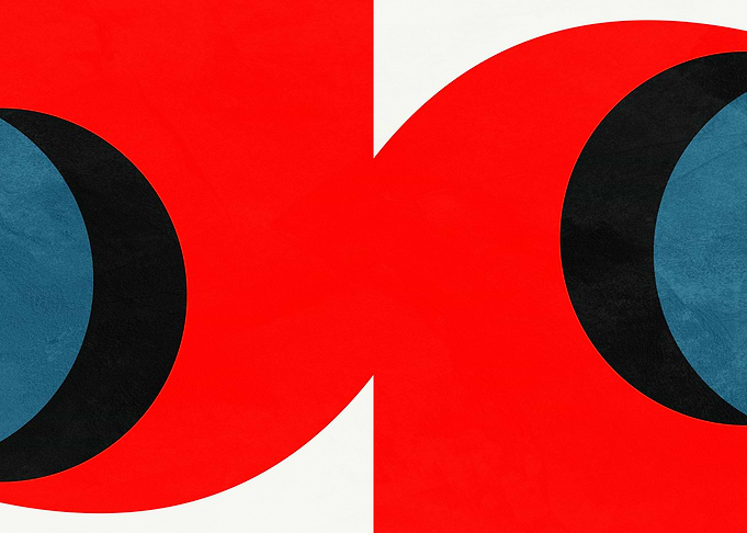 Abstract Geometric Red and Blue Composition