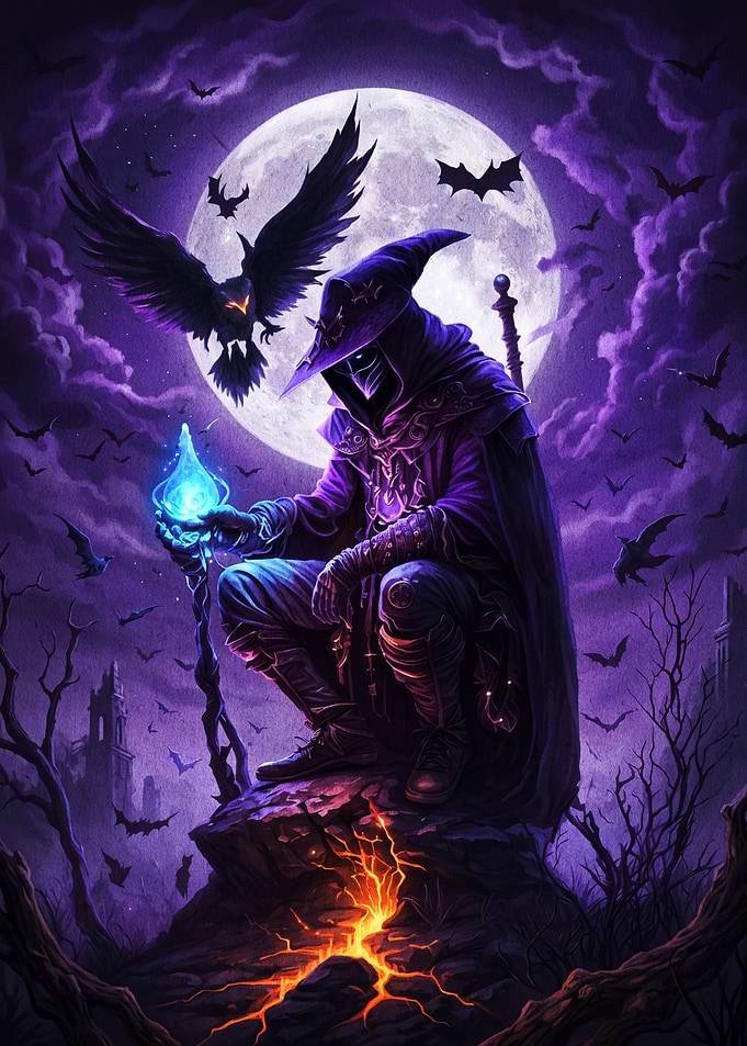 Dark Wizard with Glowing Staff