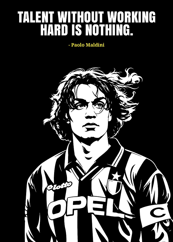 Paolo Maldini Inspirational Soccer Poster
