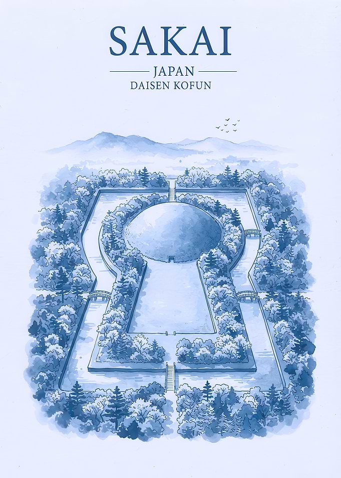 Daisen Kofun Sakai Japan Illustration