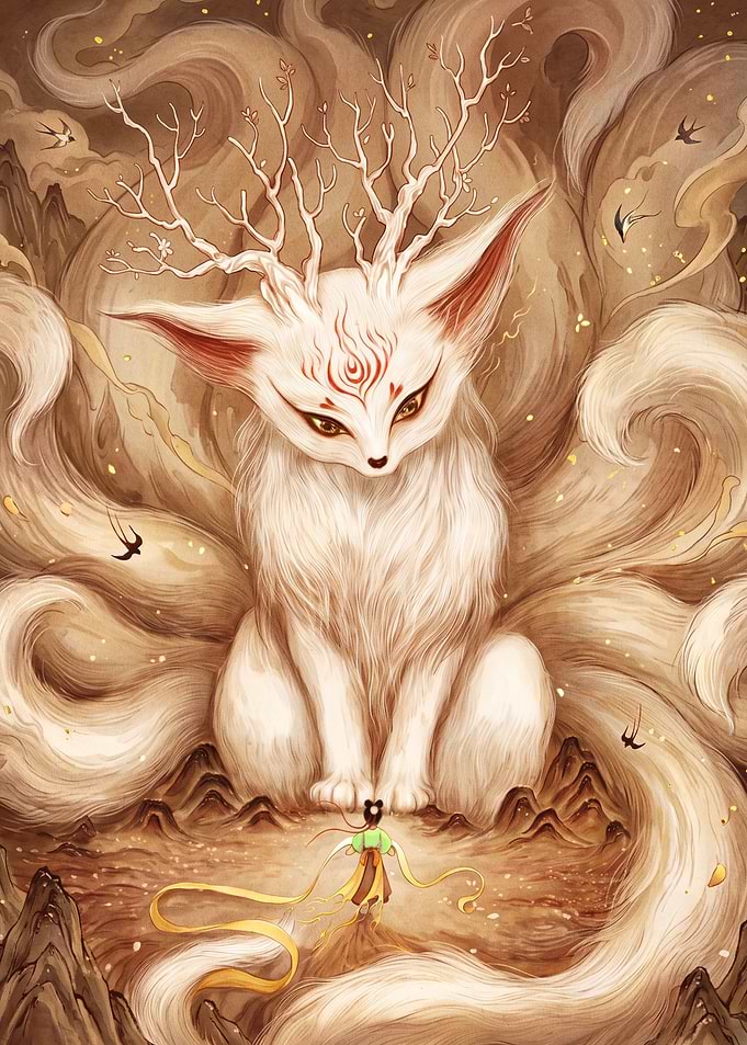 Giant Nine-Tailed Fox and Maiden
