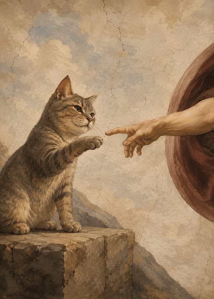Cat with hand