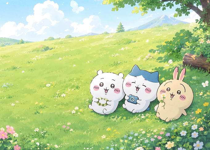 Chiikawa Friends Enjoying a Sunny Meadow