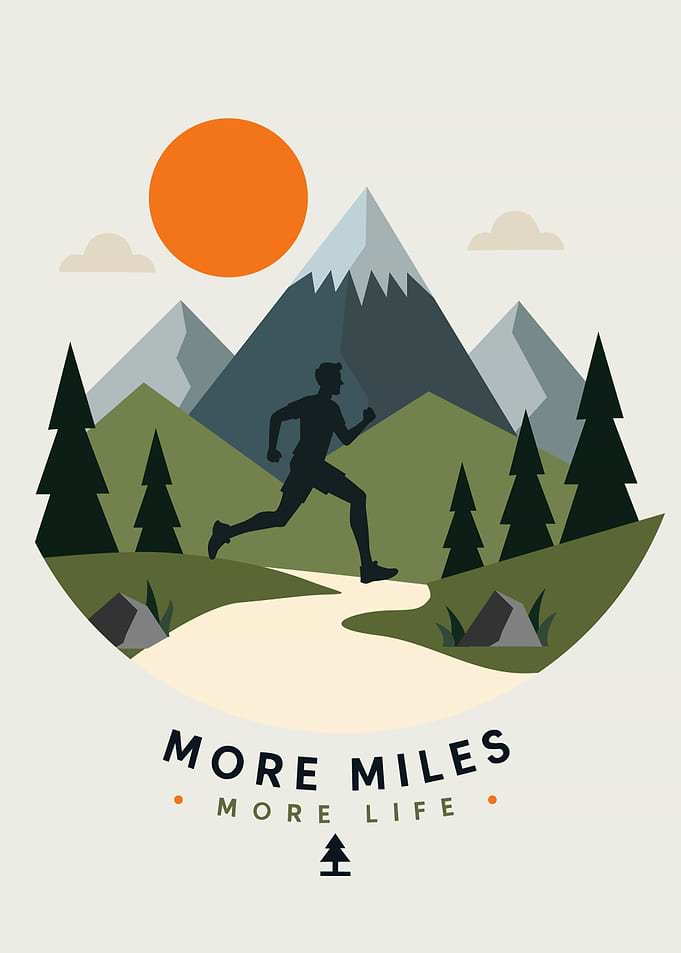 More Miles More Life Running Poster