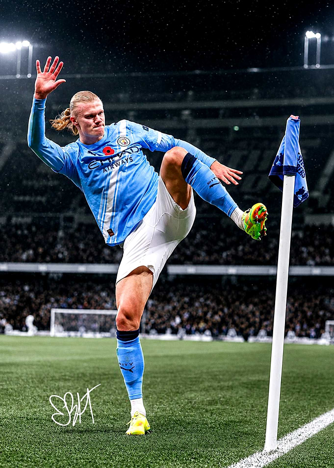 Erling Haaland Action Shot soccer