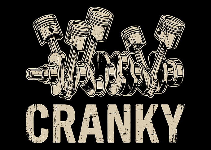 Cranky Engine Crankshaft Vintage Industrial Wall Art Poster for Automotive Enthusiasts