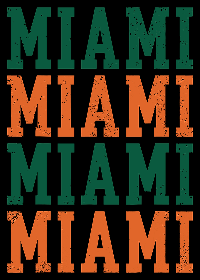 Vintage Miami Typography Wall Art Distressed Collegiate Poster Retro Sports Decor