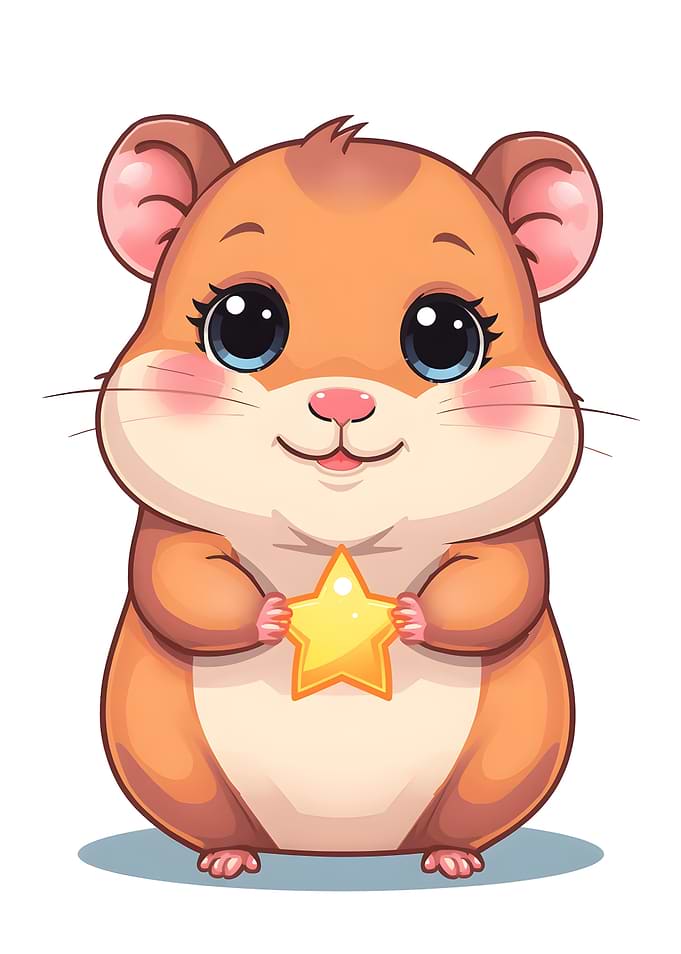 Cute Hamster Holding a Star