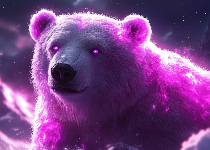 Glowing Neon Purple Polar Bear