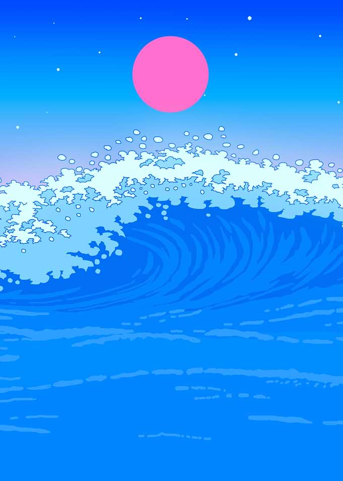 Minimalist Over Ocean Wave