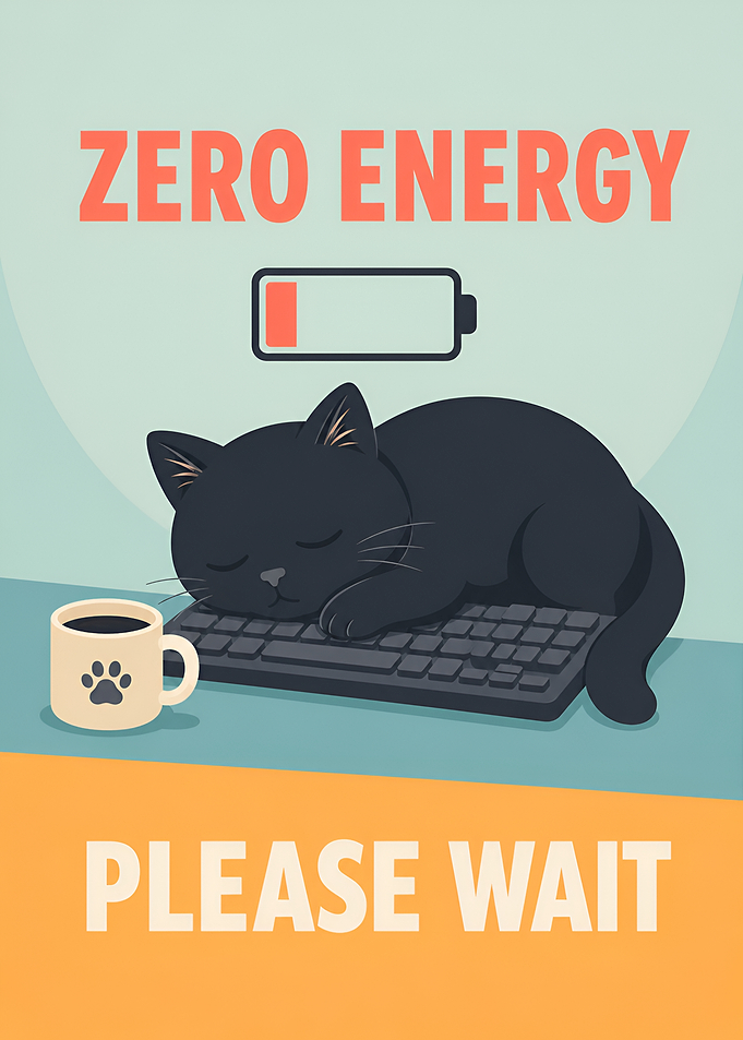 Zero Energy Sleeping Cat Illustration