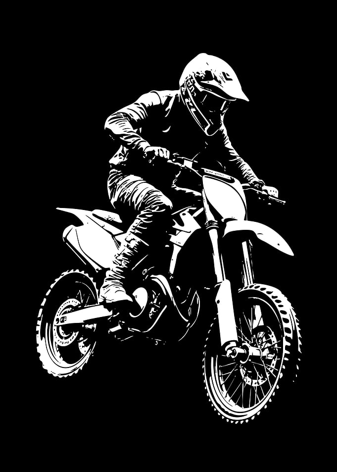 Black and White Motocross Rider