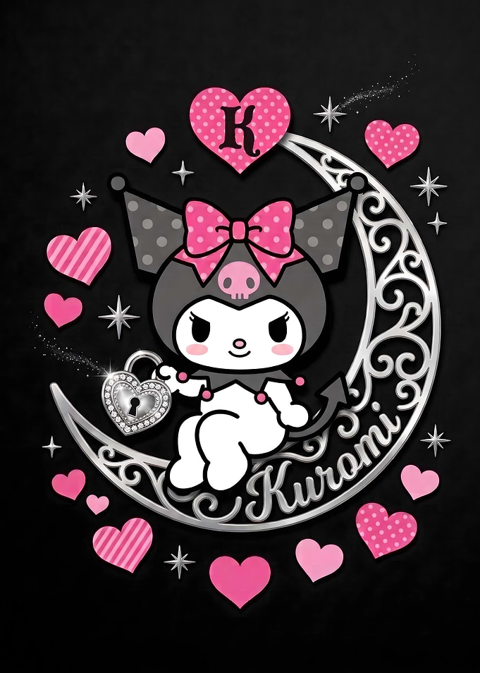 Kuromi Sitting on a Silver Moon