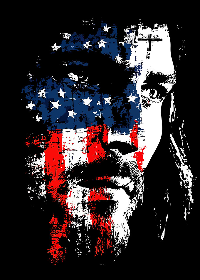 Jesus Christ American Flag Portrait