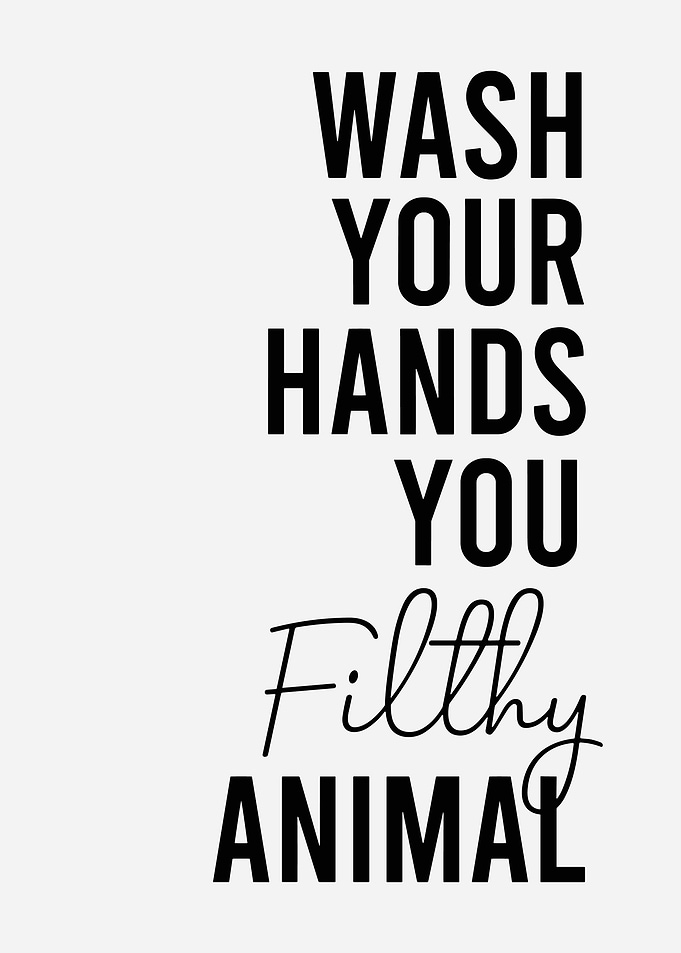 Wash Your Hands You Filthy Animal Minimalist Bathroom Wall Art Print