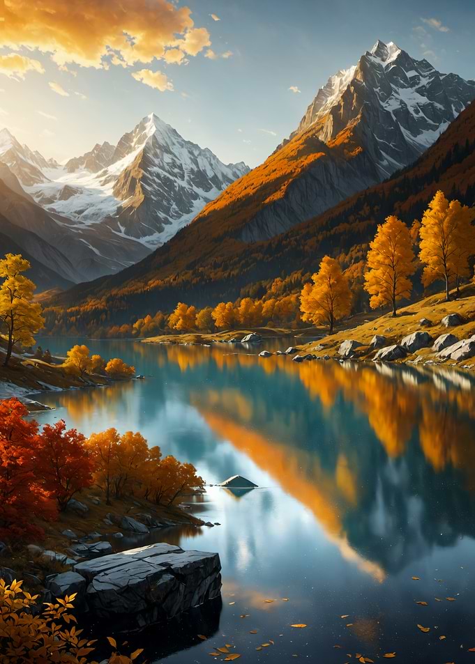 Autumn Mountain Lake Landscape