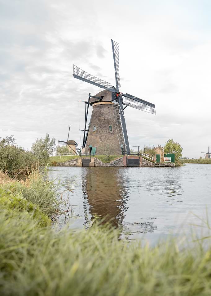 Traditional Dutch Windmill at Kinderdijk