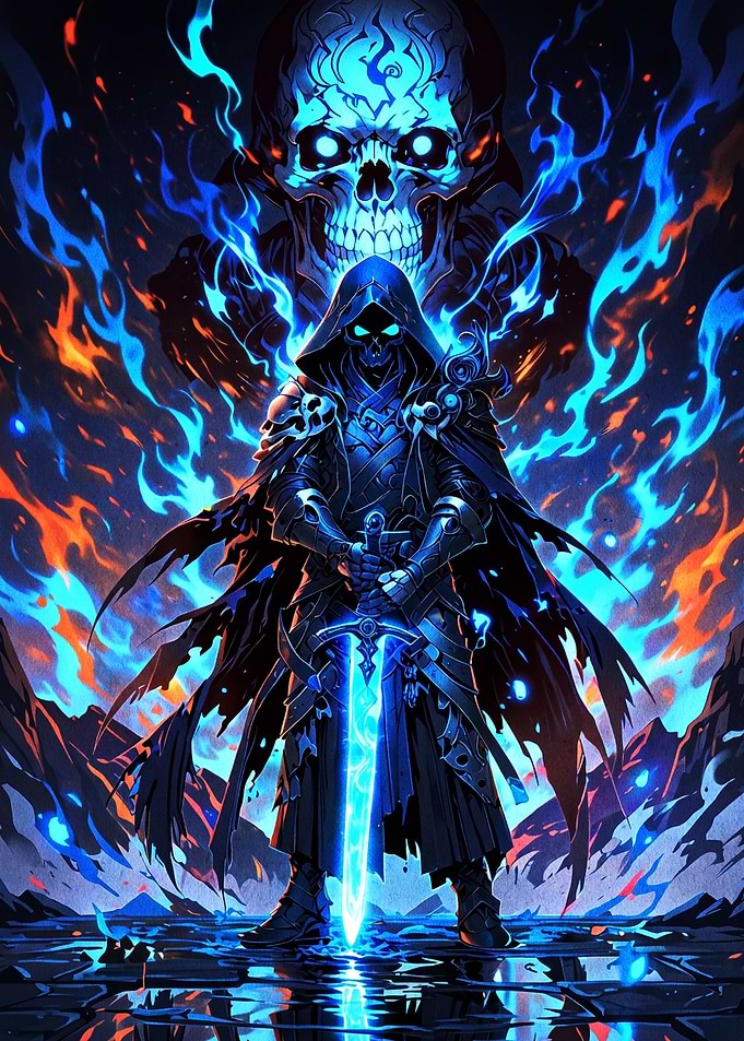 Blue Flame Skeleton Warrior Knight