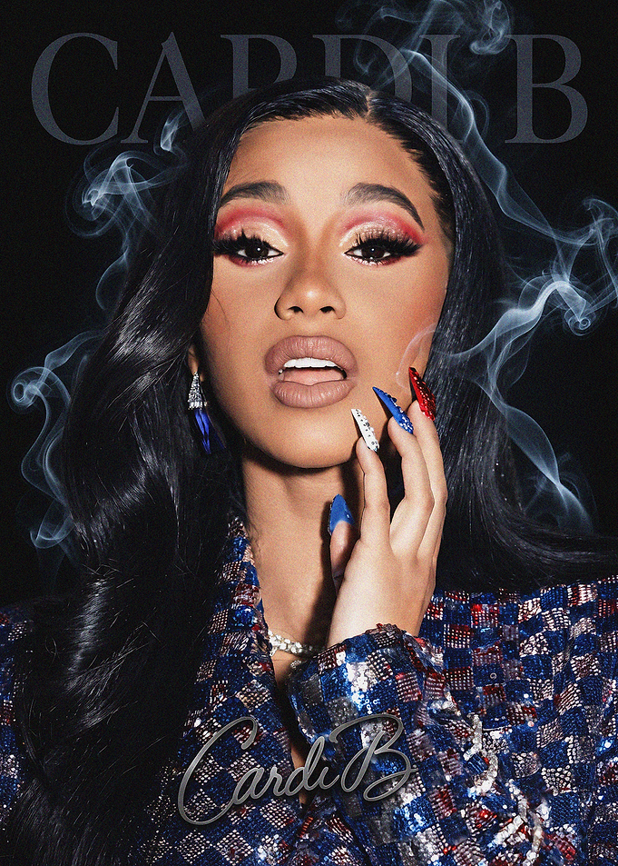 Cardi B Portrait with Smoke Effect