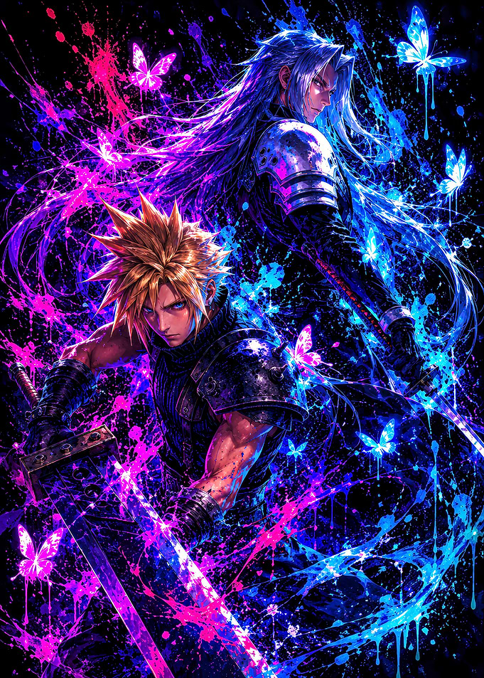Cloud Strife and Sephiroth Dual Portrait