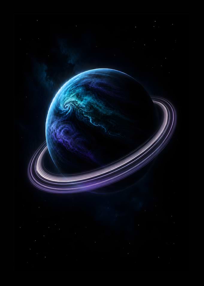 Cosmic Nebula Ringed Planet