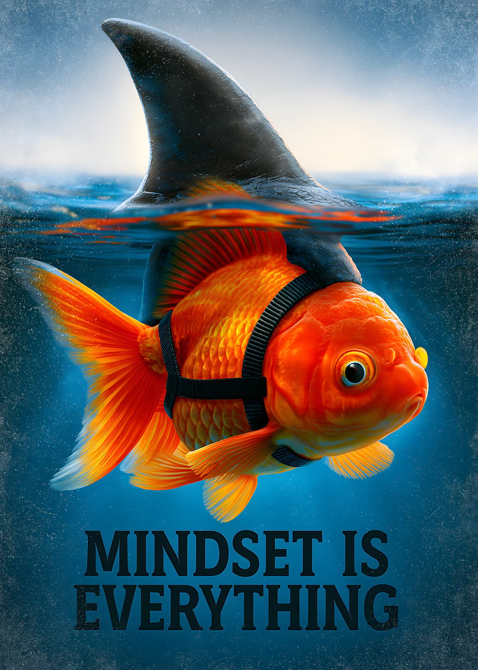 Mindset Is Everything Goldfish Shark Poster