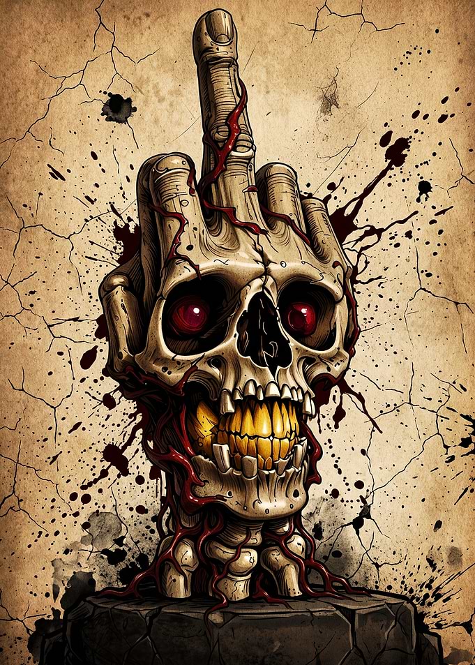 Skull Giving Middle Finger Illustration