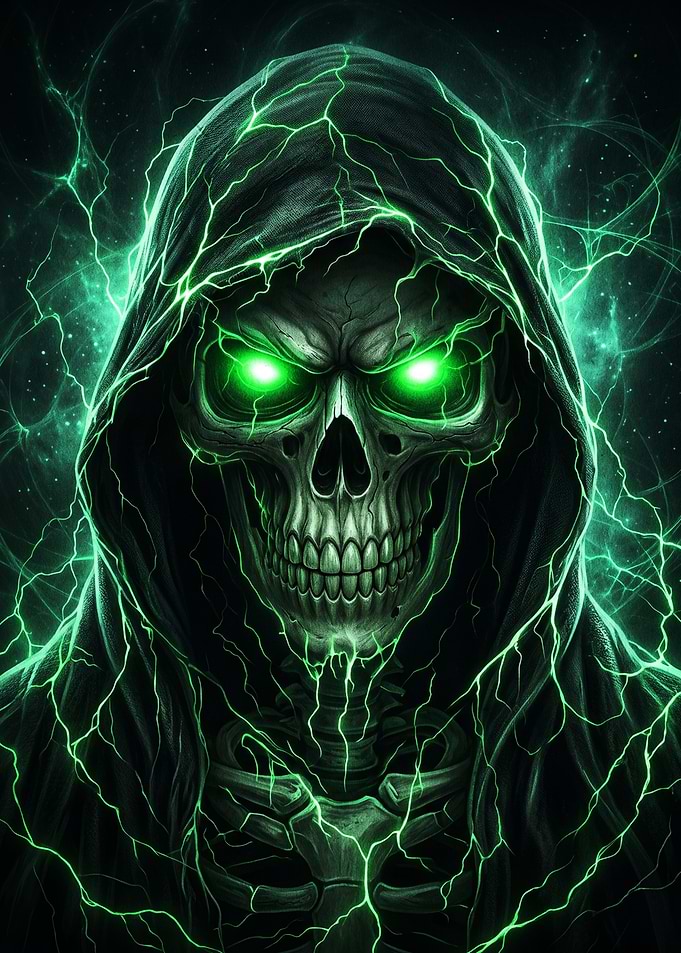 Glowing Green Electric Grim Reaper