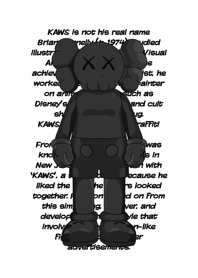 KAWS Companion Figure with Biography Text