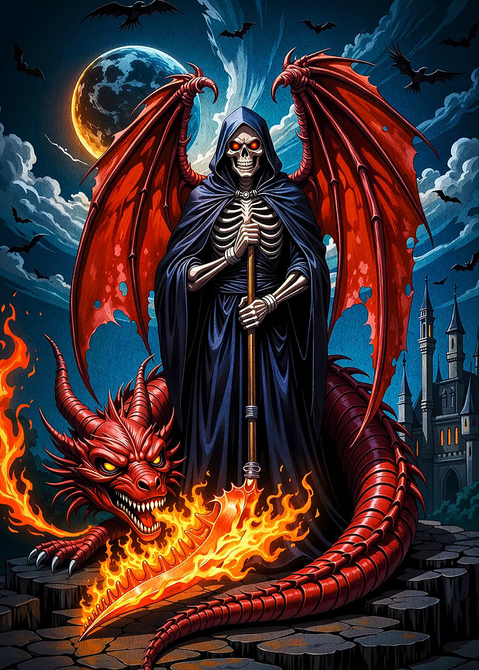 Grim Reaper with Dragon and Scythe