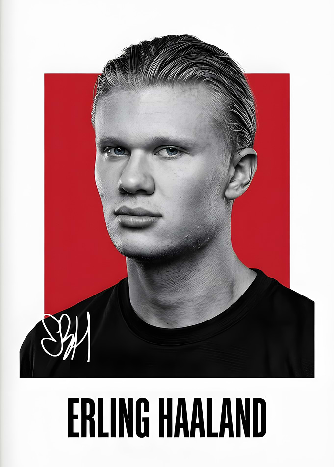 Erling Haaland Minimalist Portrait Poster