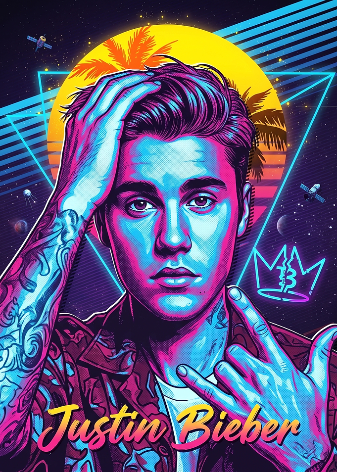 Justin Bieber Synthwave Style Portrait